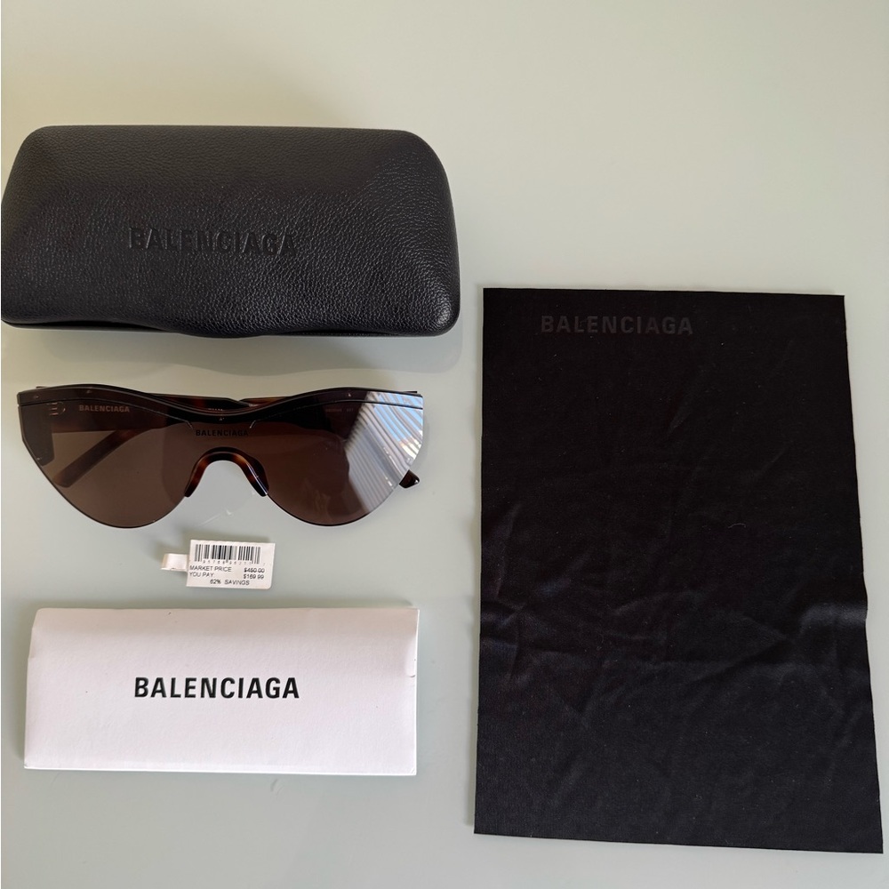 Authentic Balenciaga Havana Havana Dark Brown Sunglasses with Case